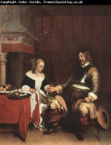 TERBORCH, Gerard Man Offering a Woman Coins